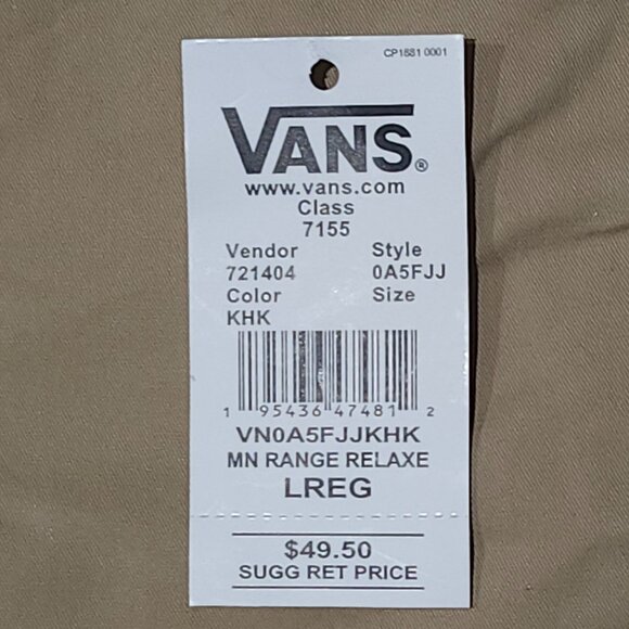 Vans Range Elastic Relaxed Fit Drawstring Skater Khaki Pants Men’s sz. Large NWT - Picture 3 of 7